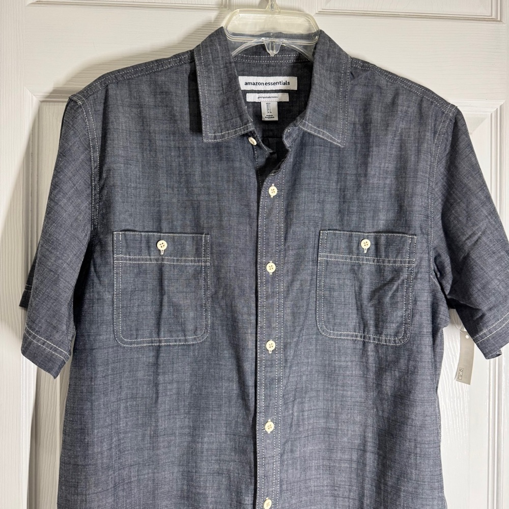 Amazon Essentials Gray Denim Chambray Casual Butt… - image 7